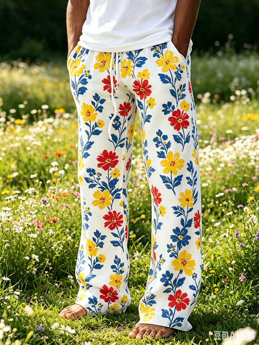 Men's Printed Trousers: Swedish Midsummer and National Day Commemorative Edition