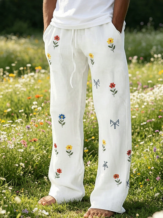 Men's Trousers with Art Print: Swedish Midsummer and National Day Commemorative Edition