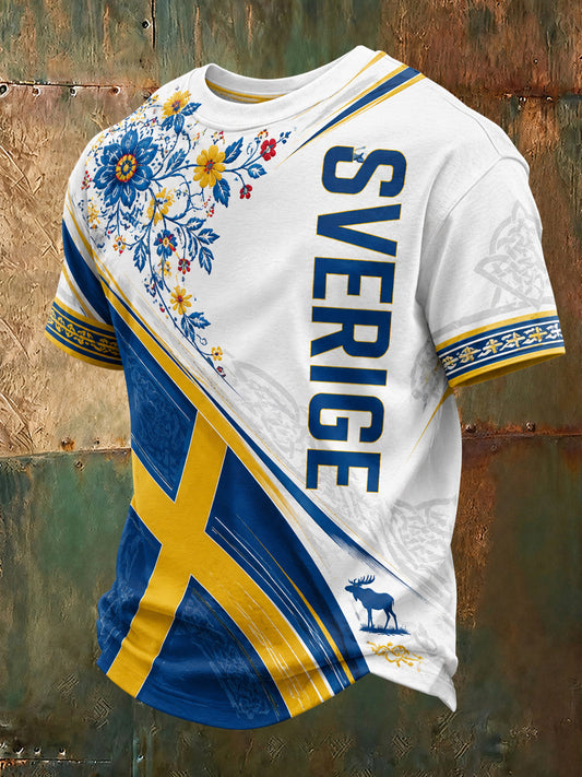 Men's sweatshirt with art print commemorating the Swedish Midsummer and National Day