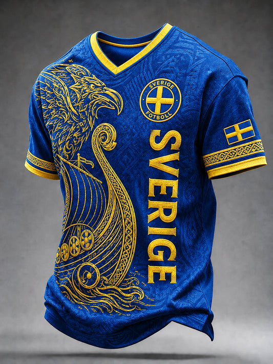 Retro Swedish Football Fan Art Print Casual Sweatshirt