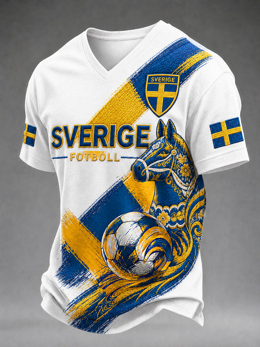 Retro Swedish Football Fan Art Print Casual Sweatshirt