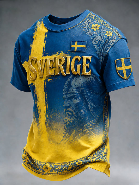 Retro Swedish Football Fan Art Print Casual Sweatshirt