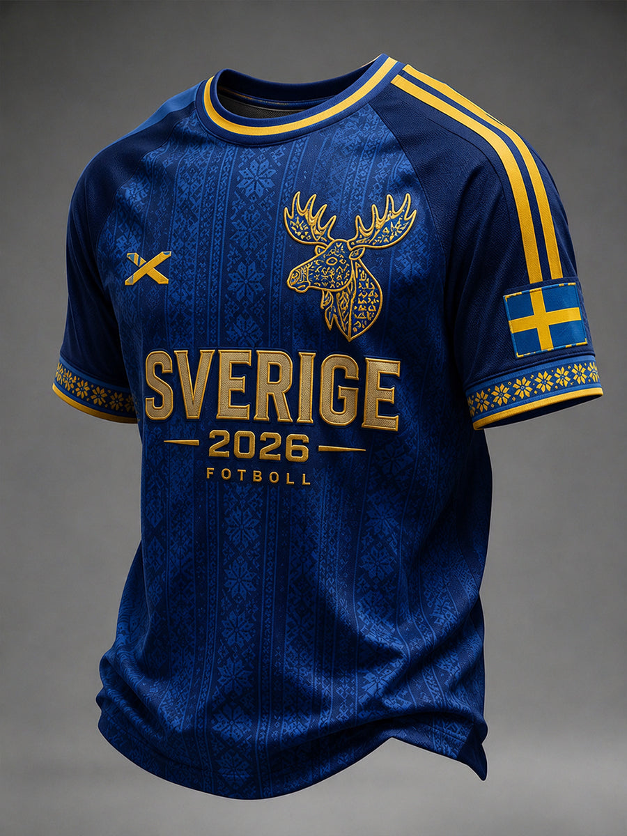 Retro svensk fotbollsfan-konsttryck avslappnad tröja