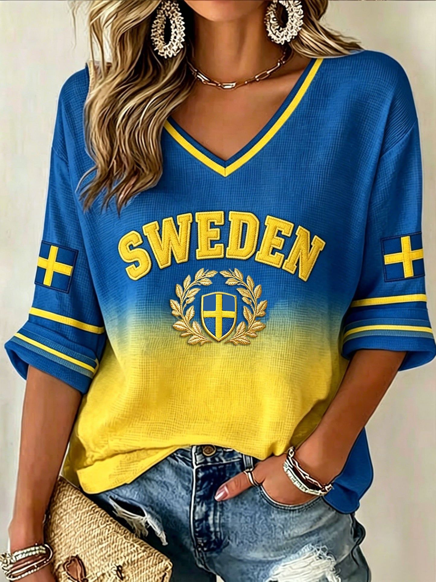 Women's Retro Sweden 2026 Football Colour-Changing T-Shirt