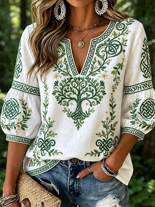 Women's Viking-themed patterned T-shirt