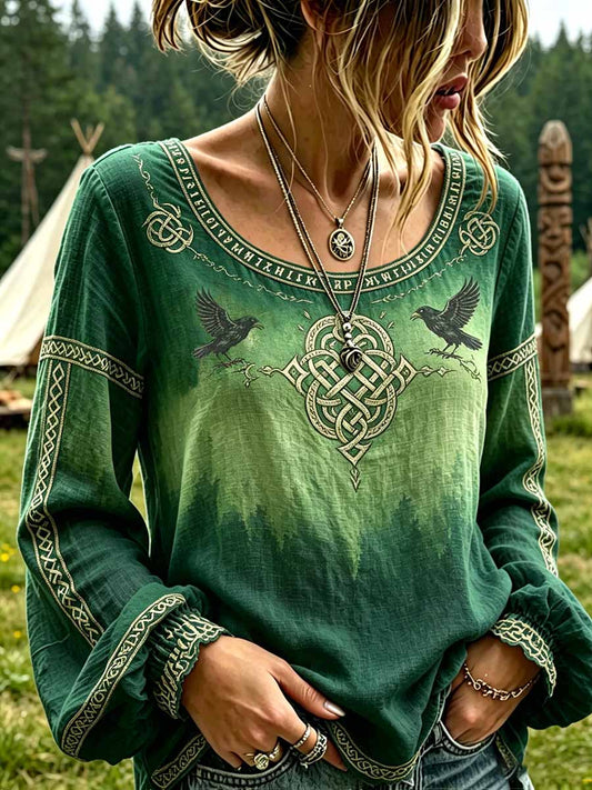 Women's Viking-themed patterned T-shirt