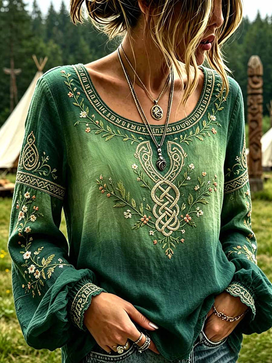 Women's Viking-themed patterned T-shirt