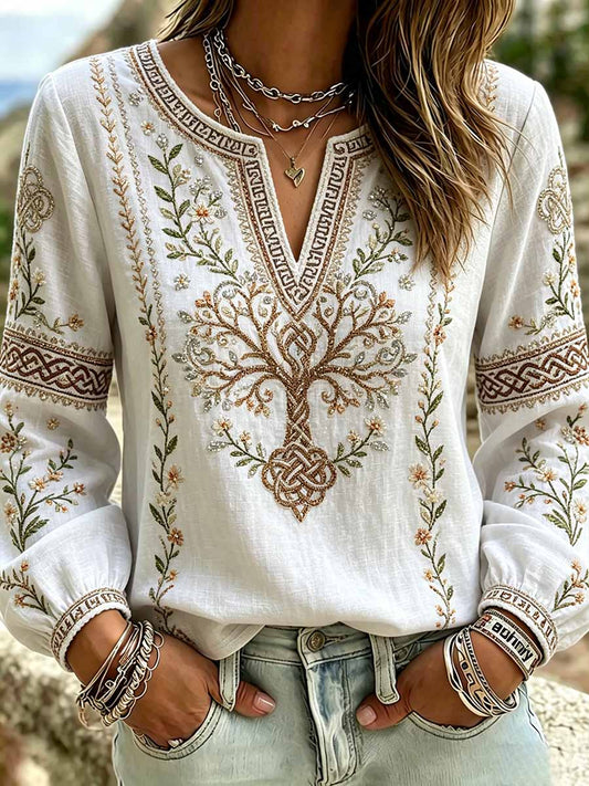 Women's Viking-themed patterned T-shirt