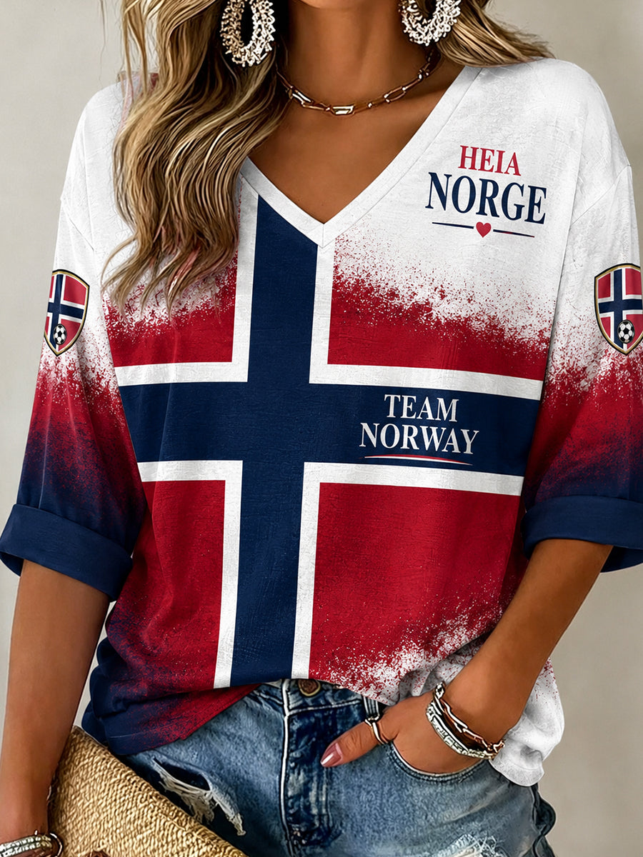 Retro Nordic Style Norway Football Fan Art Print Relaxed Suit