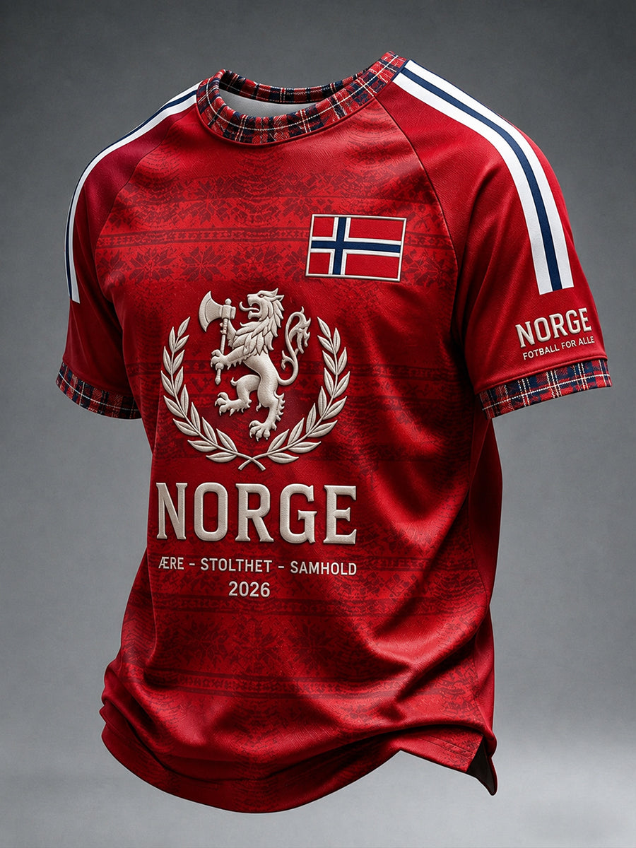 Retro Nordic Style Norway Football Fan Art Print Relaxed Suit