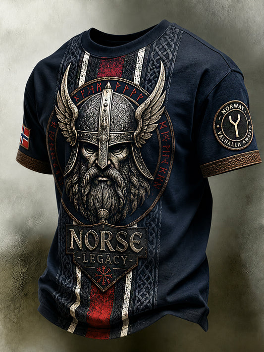 Men's Retro Nordic Style Norwegian Art Print Polo Shirt
