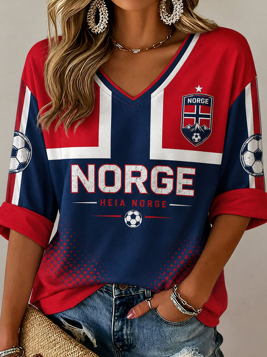 Retro Nordic Style Norway Football Fan Art Print Relaxed Suit