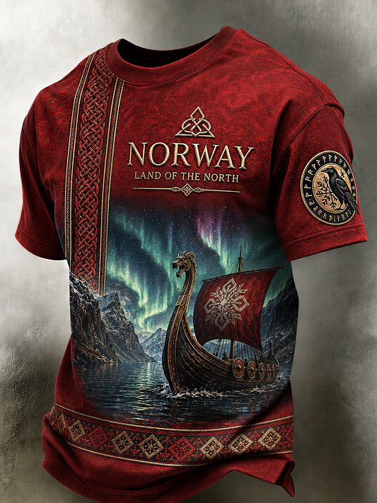 Lovely retro-style T-shirt with a Nordic touch and Norwegian art print