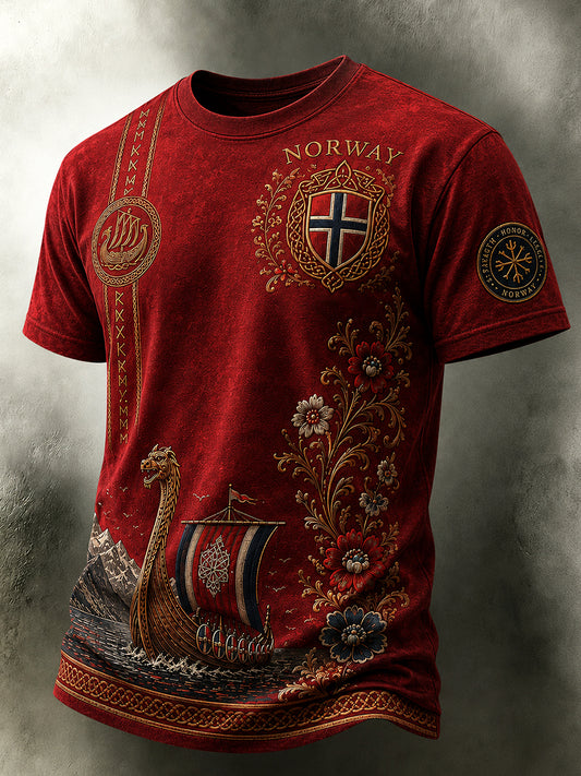 Lovely retro-style T-shirt with a Nordic touch and Norwegian art print