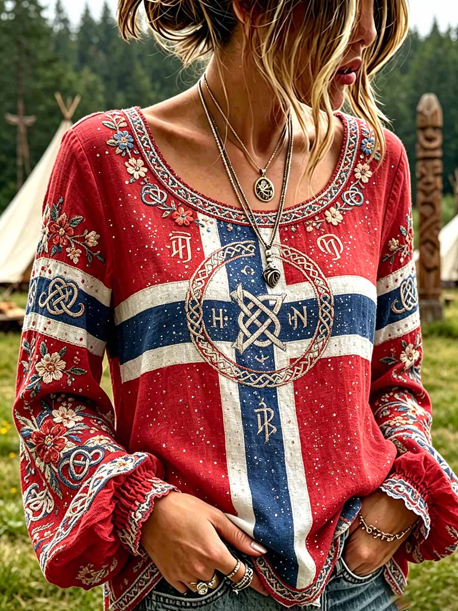 Women's Fashion Viking Art Print Top
