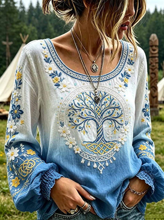 Women's Fashion Viking Tree of Life Art Print Top