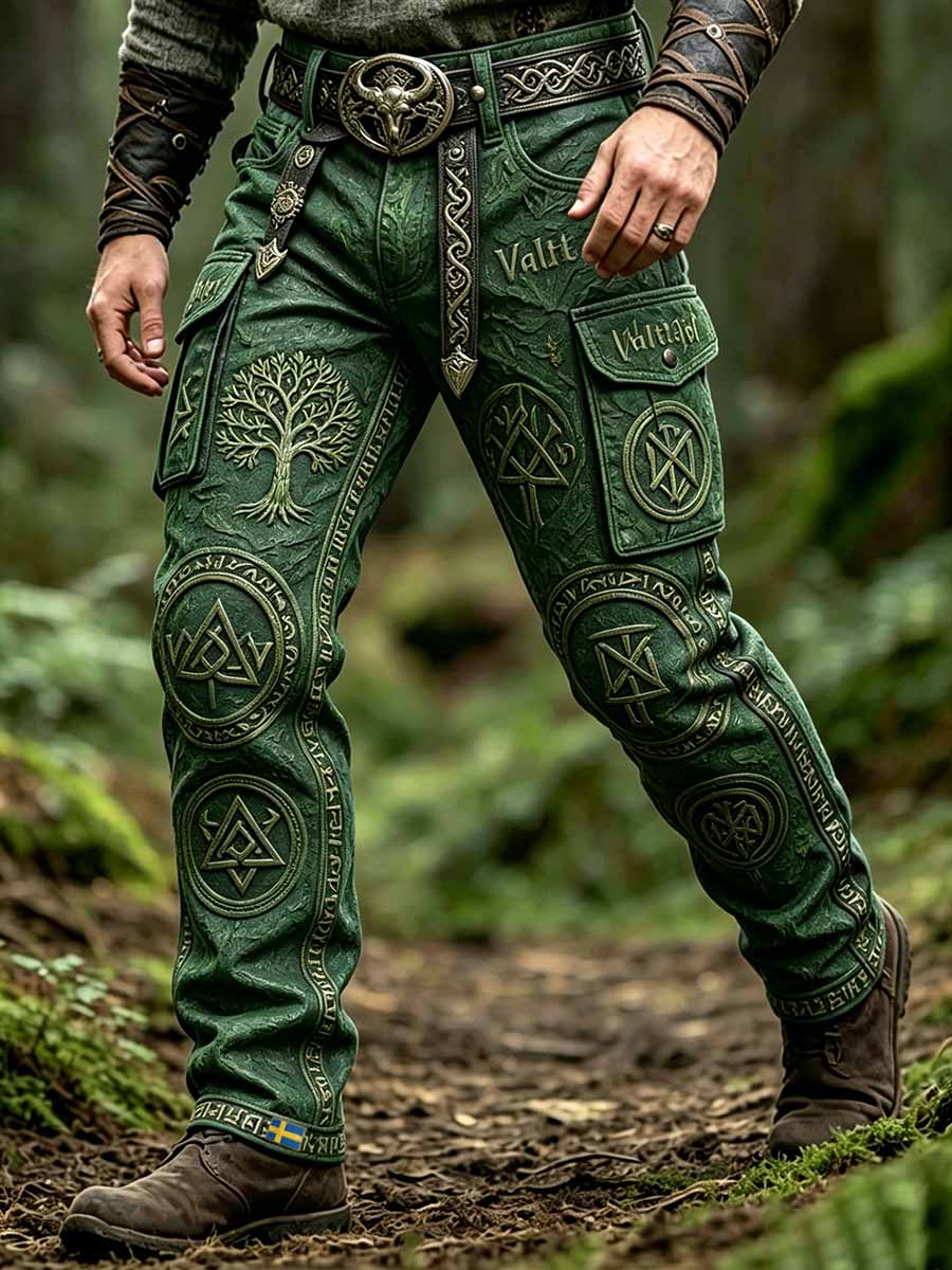 Herrmode Vikingakonsttryck långbyxor
