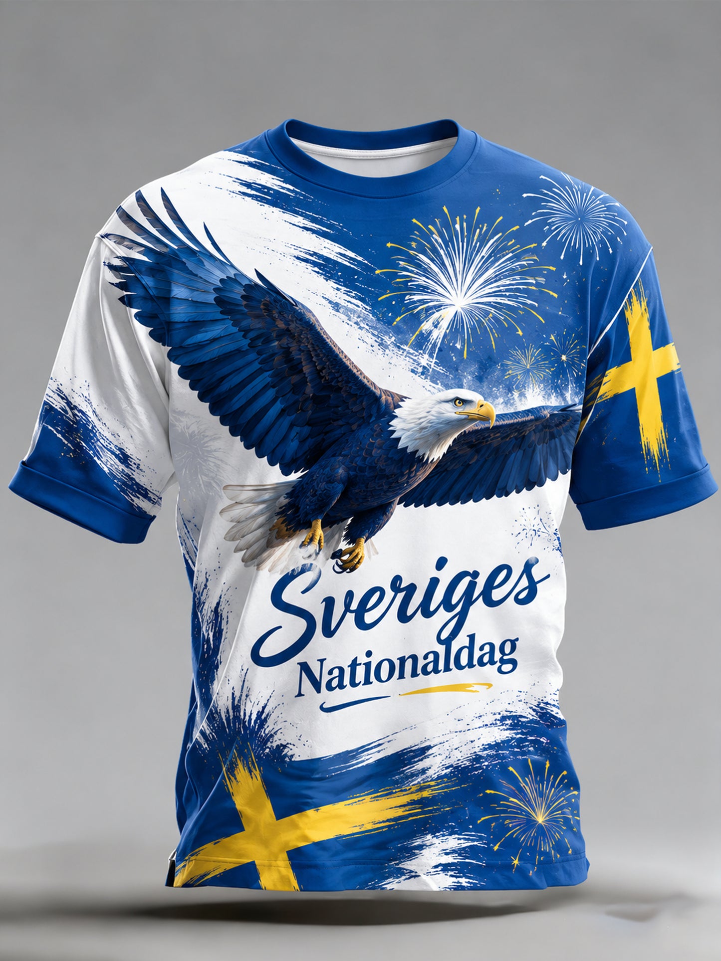 Art print on men's sweater with a memory of the Swedish National Day