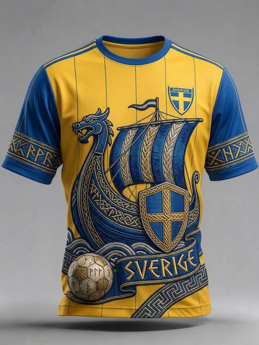 Men's retro-style shirt with Swedish football 2026 printed on