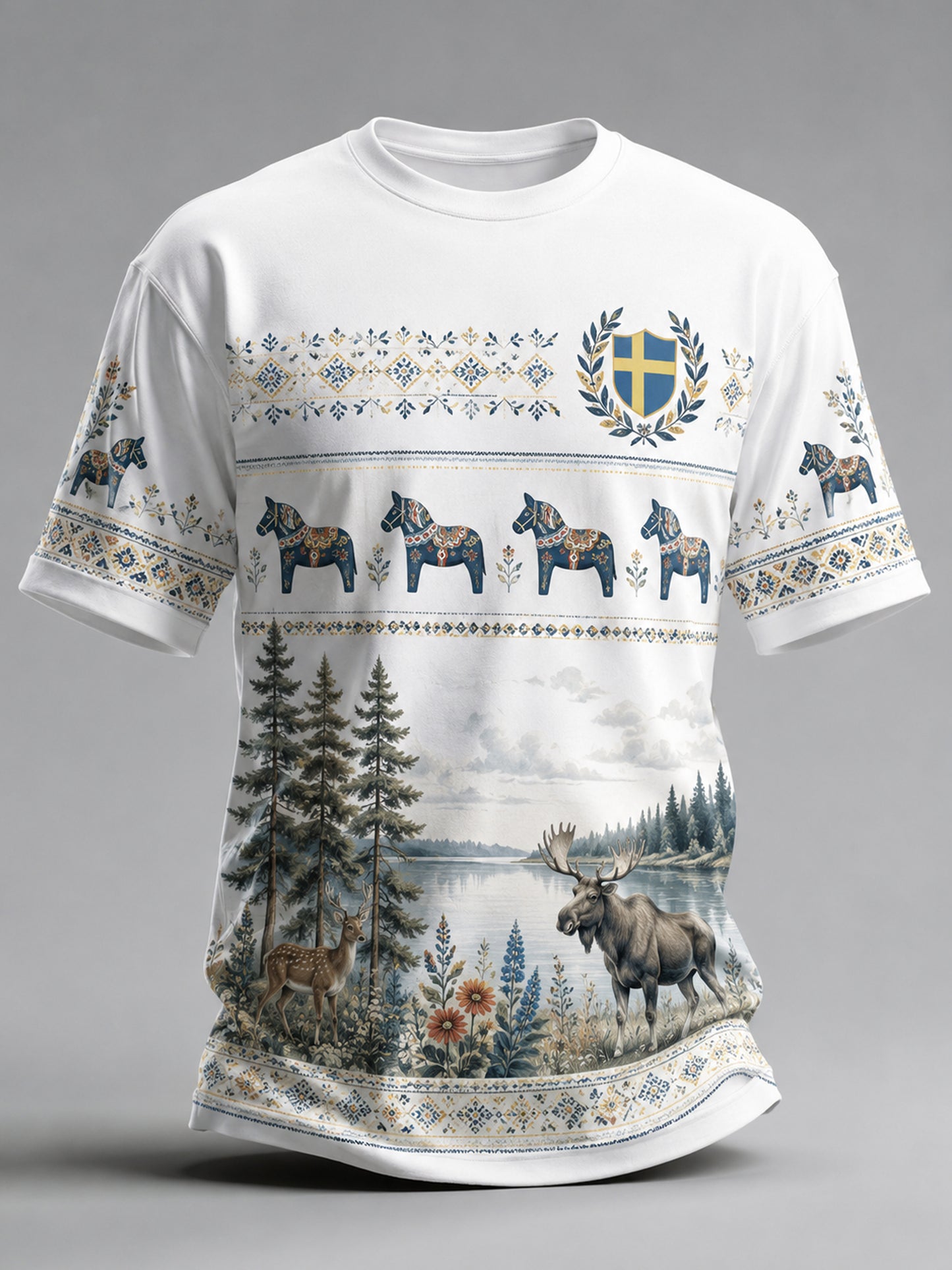 Art print on men's sweater with a memory of the Swedish National Day