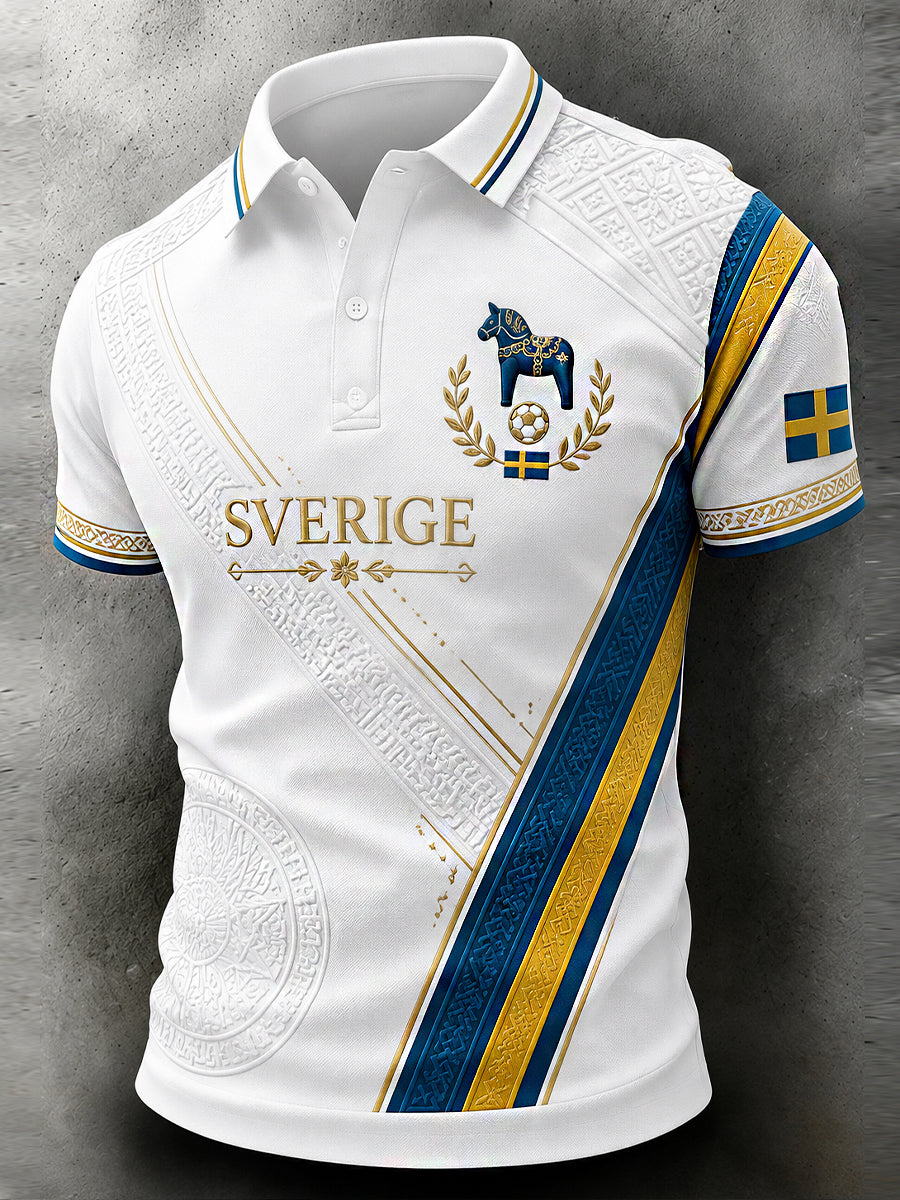 Retro Swedish Football Fan Art Print Casual Sweatshirt