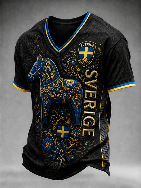 Retro Swedish Football Fan Art Print Casual Sweatshirt