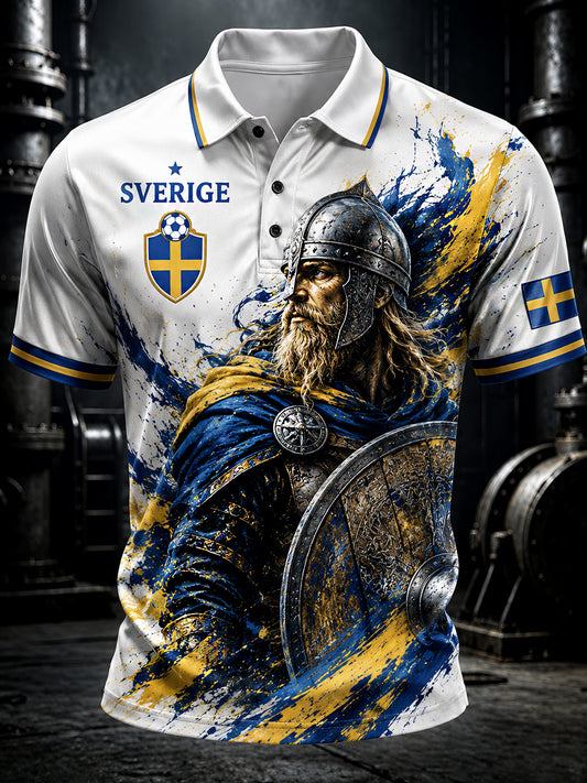 Retro Swedish Football Fan Art Print Casual Sweatshirt