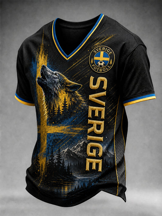 Retro Swedish Football Fan Art Print Casual Sweatshirt
