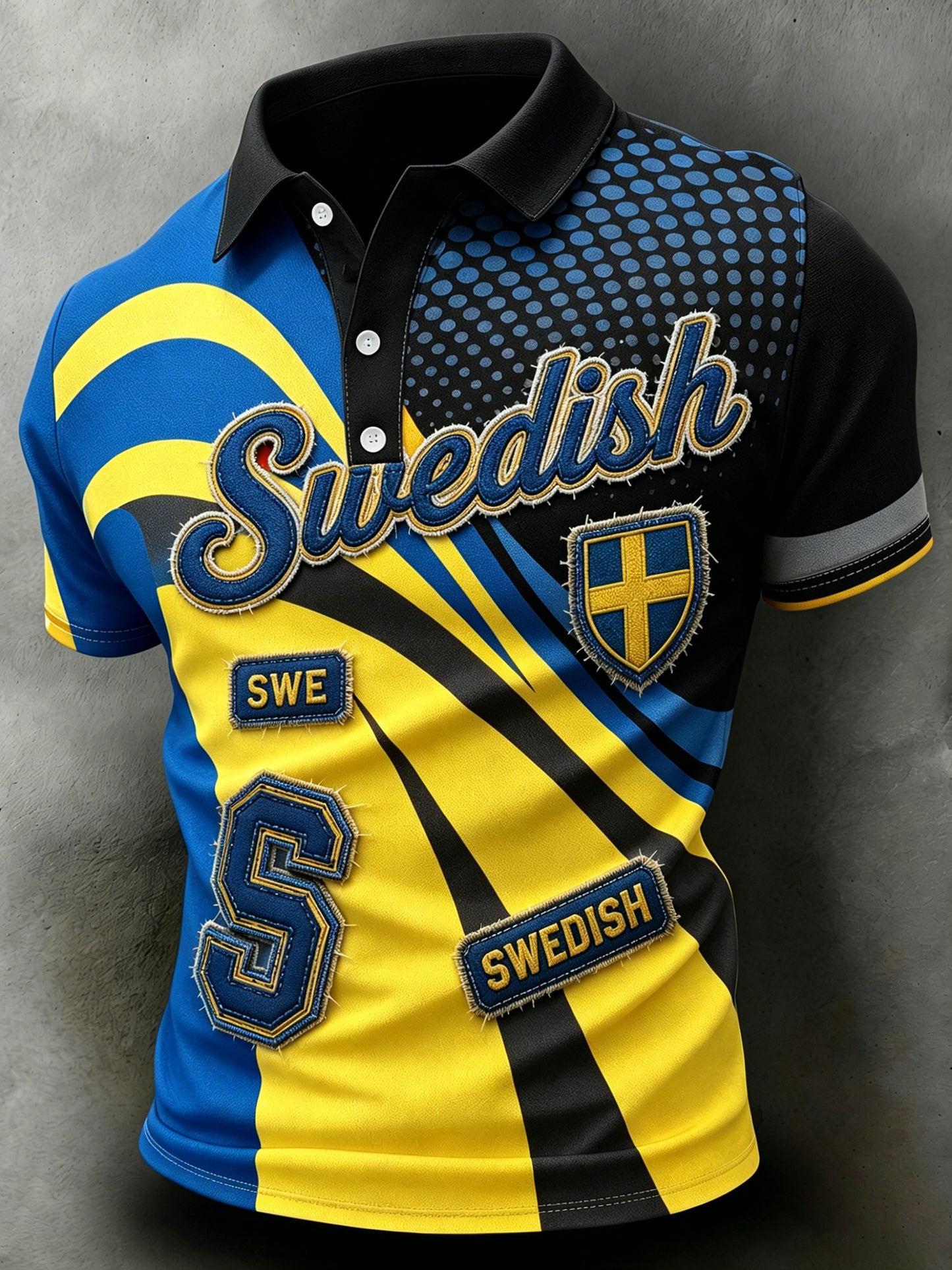 Men's Swedish Football Match Cheering Art Print Polo.