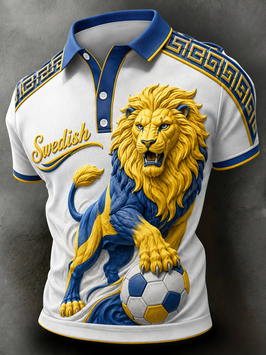 Men's Swedish Football Match Cheering Section Art Print Polo