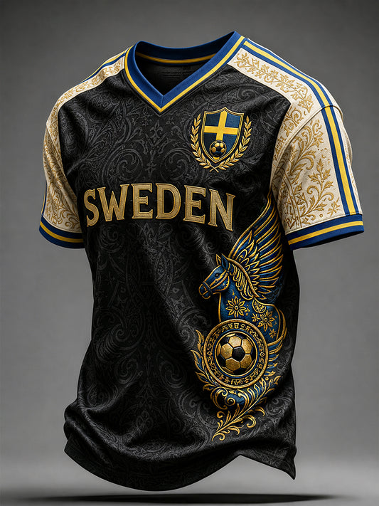 Retro Swedish Football Fan Art Print Casual Sweatshirt