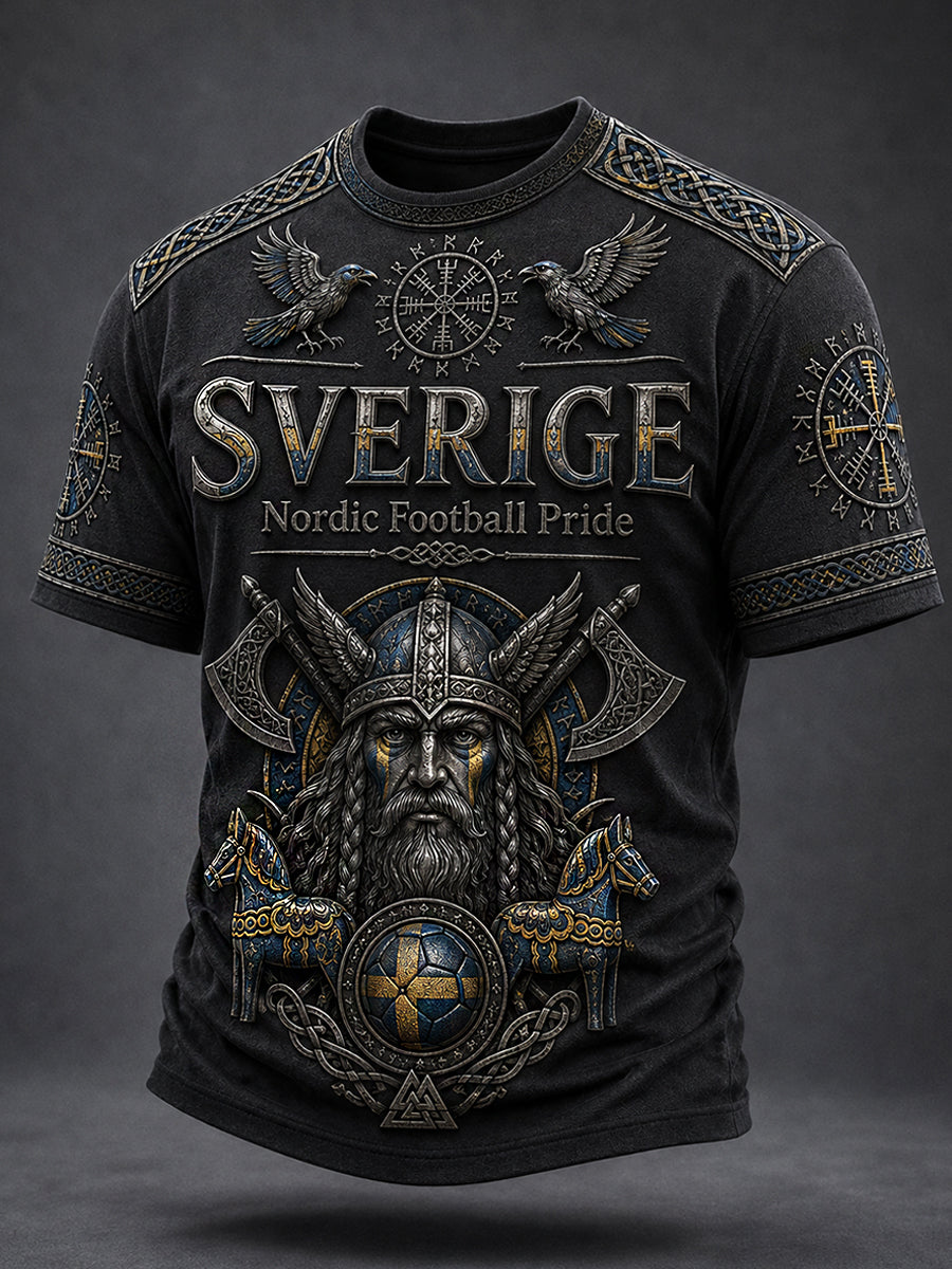 Retro Swedish Football Fan Art Print Casual Sweatshirt