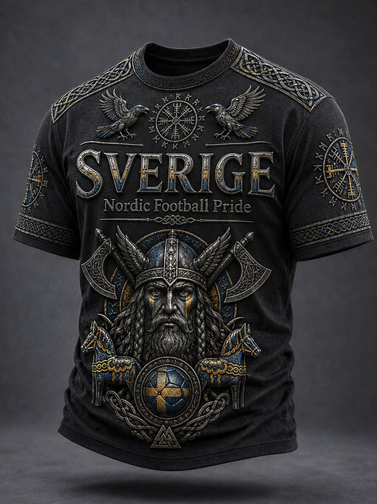 Retro Swedish Football Fan Art Print Casual Sweatshirt