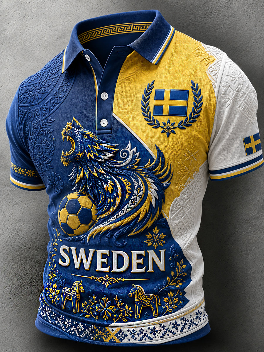 Retro Swedish Football Fan Art Print Casual Sweatshirt