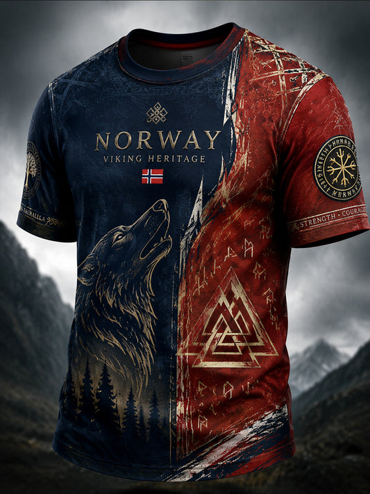 Retro norsk kunst avslappet t-skjorte
