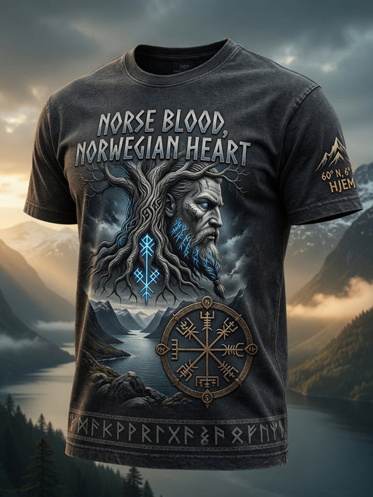Retro norsk stammekunst avslappet t-skjorte