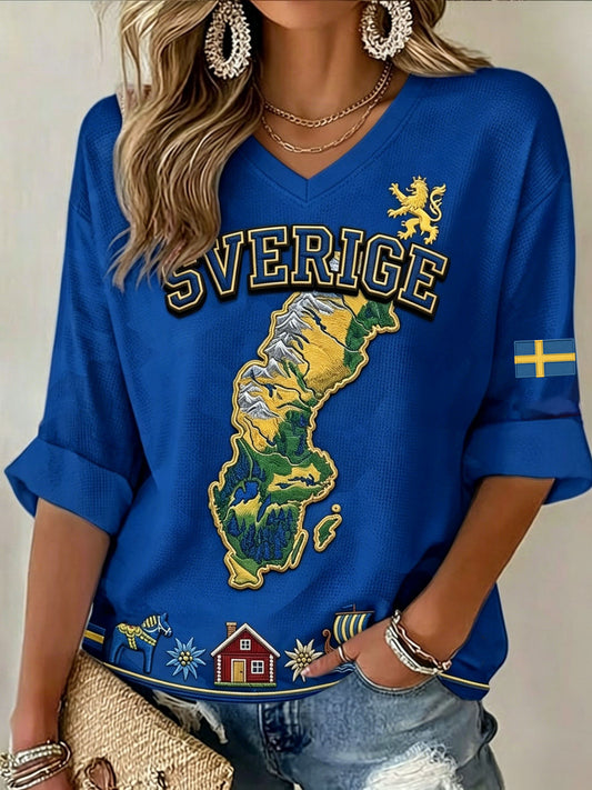 Dams Retro Svensk Fotboll 2026 Tygtyger Konst Våffelstickad Topp