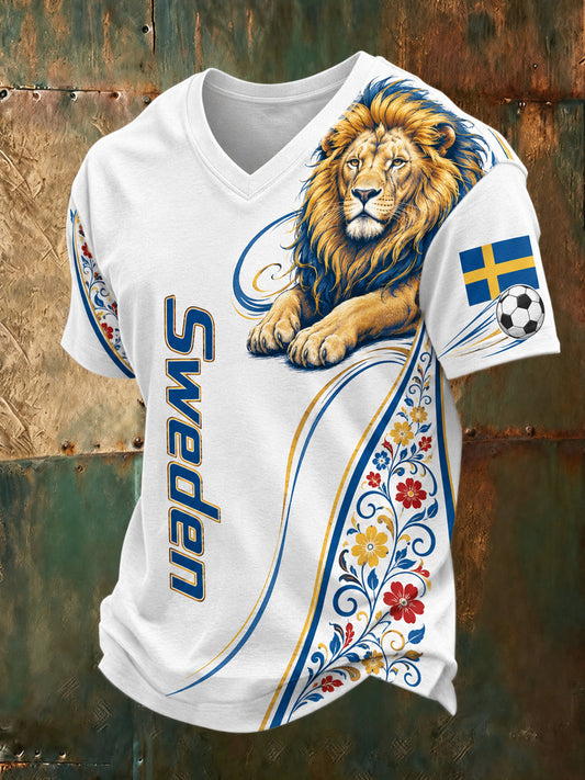 Herrtröja med V-ringning för svenska fotbollssupportrar