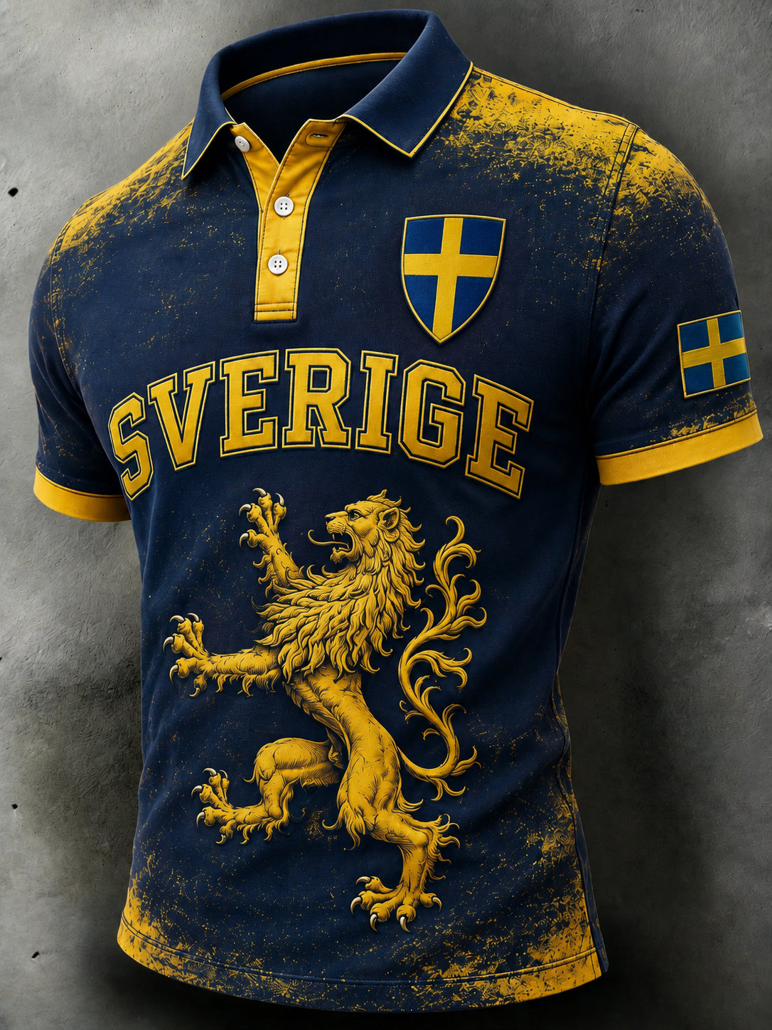 Manspolotröja med korta ärmar och fotbollsmönster