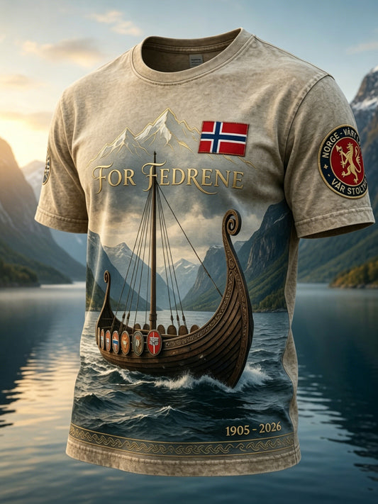 Retro norsk «Framover» kunstnerisk totem avslappet t-skjorte