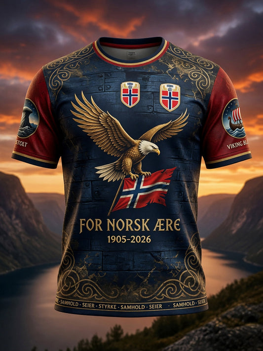 Retro Norge 2026 Fotball Ørn Kunst Uformell T-skjorte