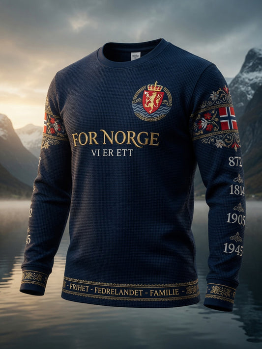 Retro norsk patriotisk totem avslappet vaffelvevd t-skjorte