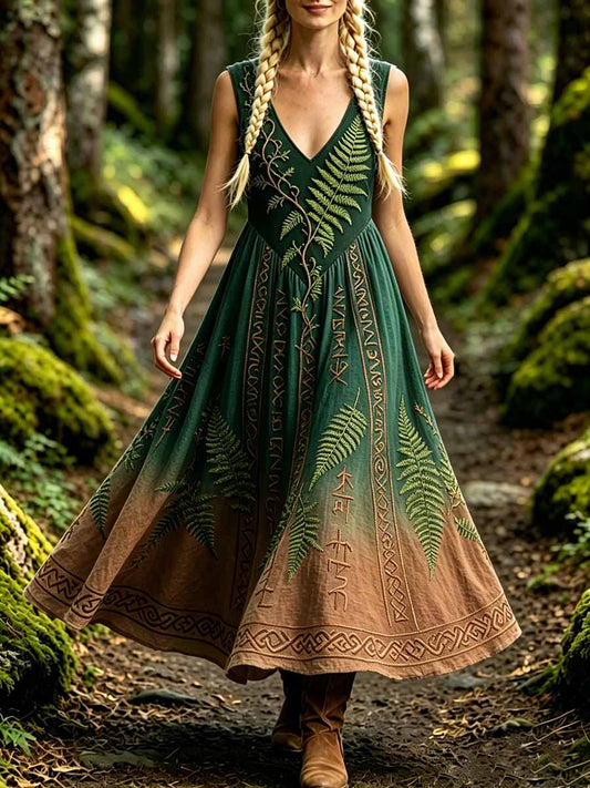 Dammode Viking Livets Träd Print Klänning