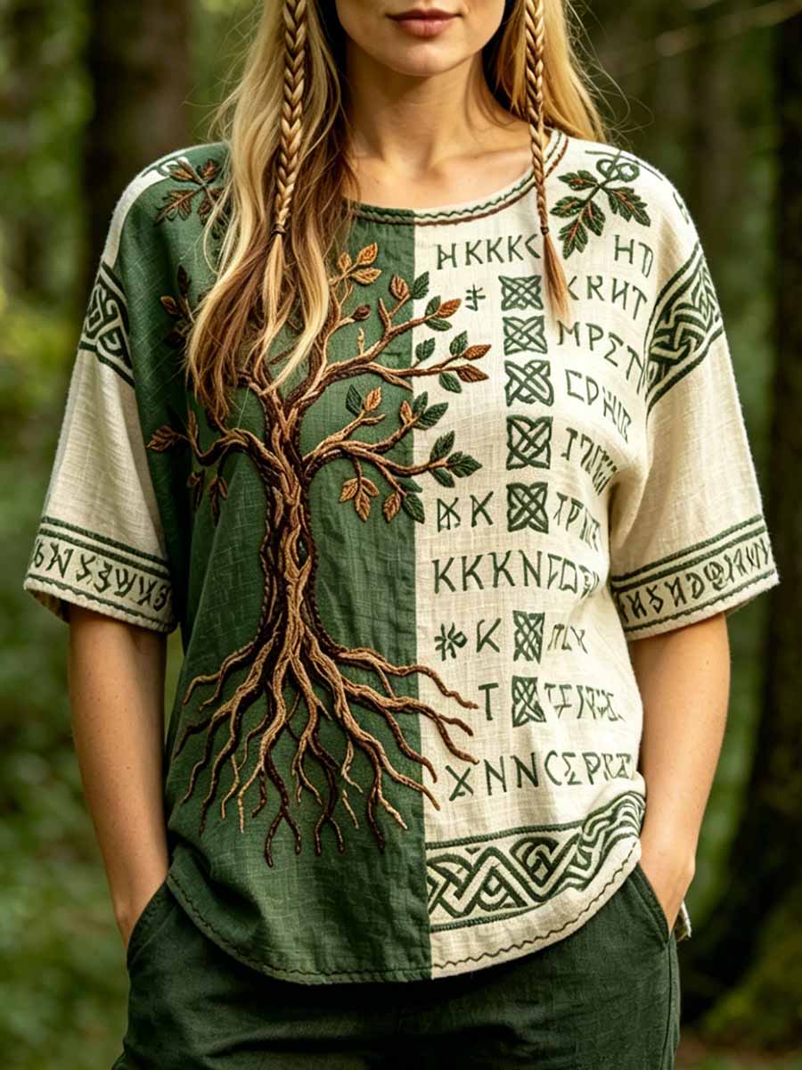 Dammens skog Livets träd vikingatraditionst-shirt med tryck