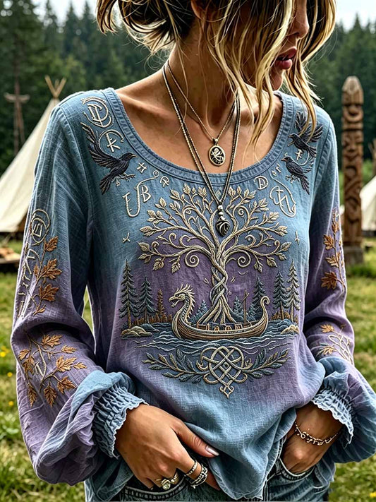 Dammode Viking Livets Träd Print T-shirt