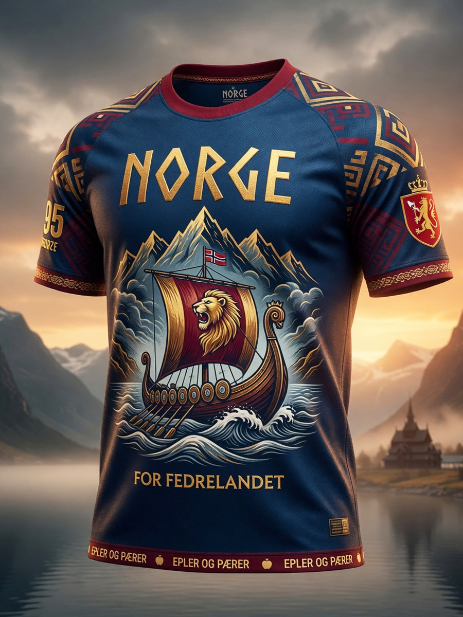 Retro norsk fotball-laparbeidskunst, uformelt t-skjortelook