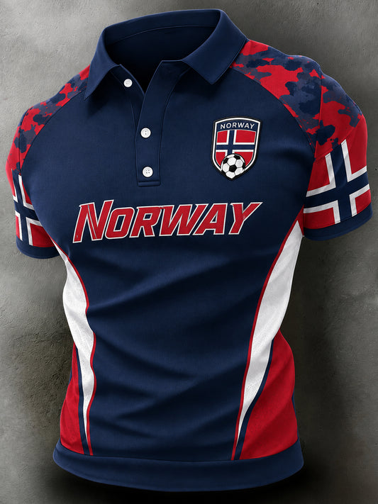 Menns Norge-fotballkamp fan-kunst og print-poloskjorte