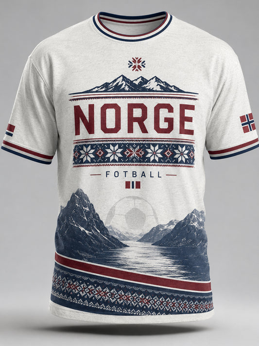 Menns Norge Fotball Fan Kunsttrykk T-skjorte