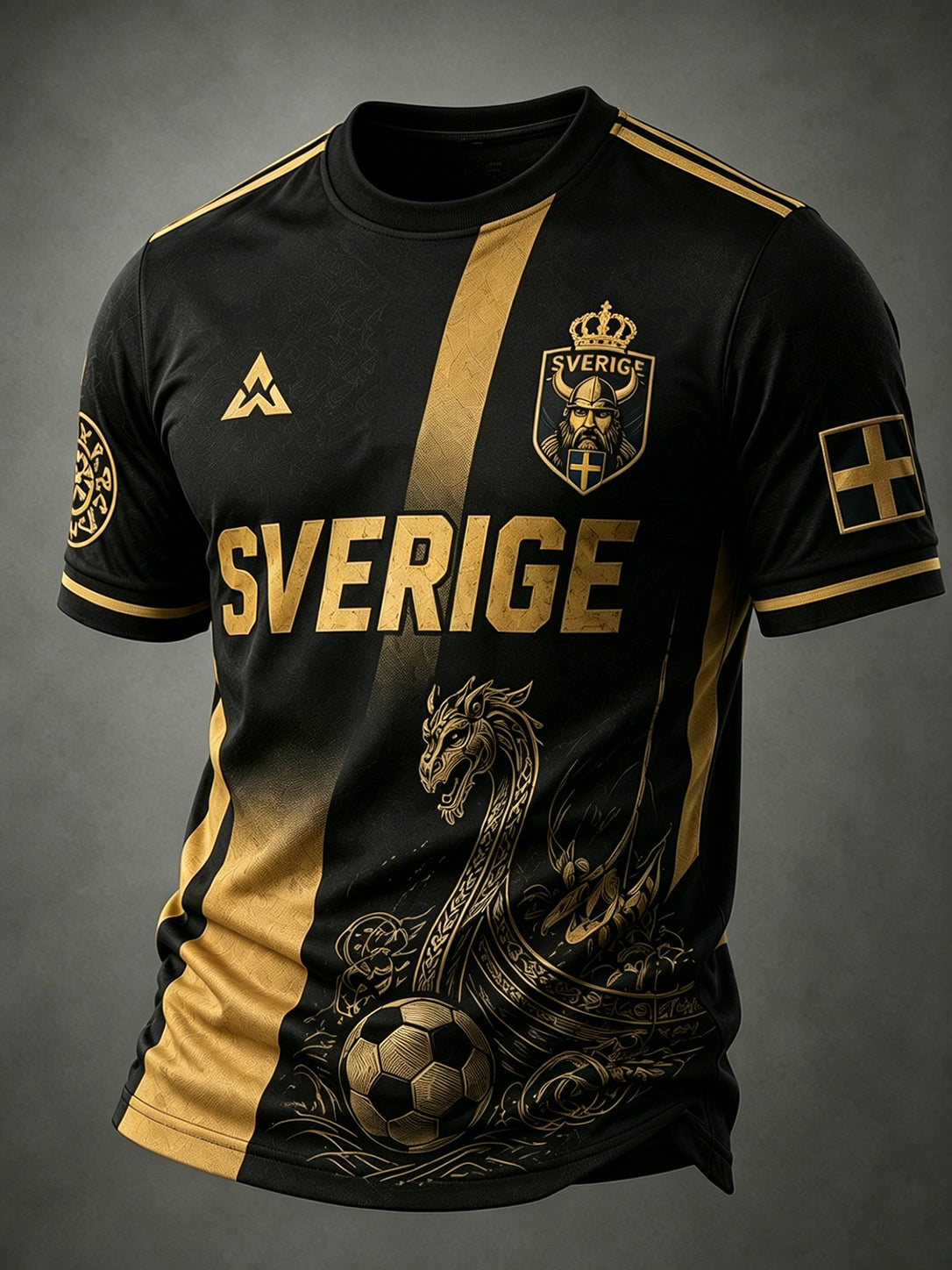 Herr-T-shirt med korta ärmar och fotbollsmotiv