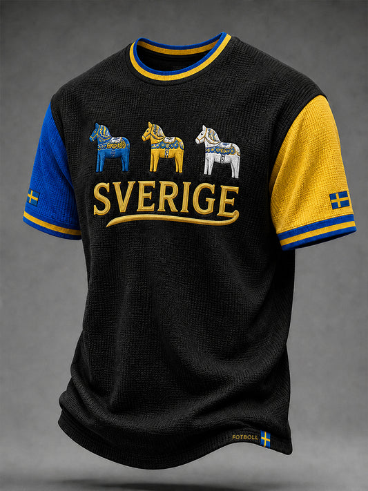 Retro svensk fotbollsfan-konsttryck avslappnad tröja